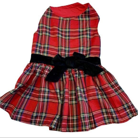 EAST Side Coll. Sm. Breed Dog Plaid Check Red Dress Sz. Med. - Picture 1 of 9
